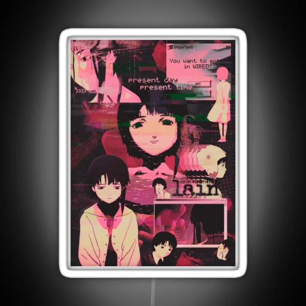 Lain Pink Cybercore Aesthetic RGB Neon Sign