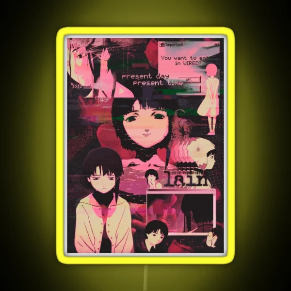 Lain Pink Cybercore Aesthetic RGB Neon Sign