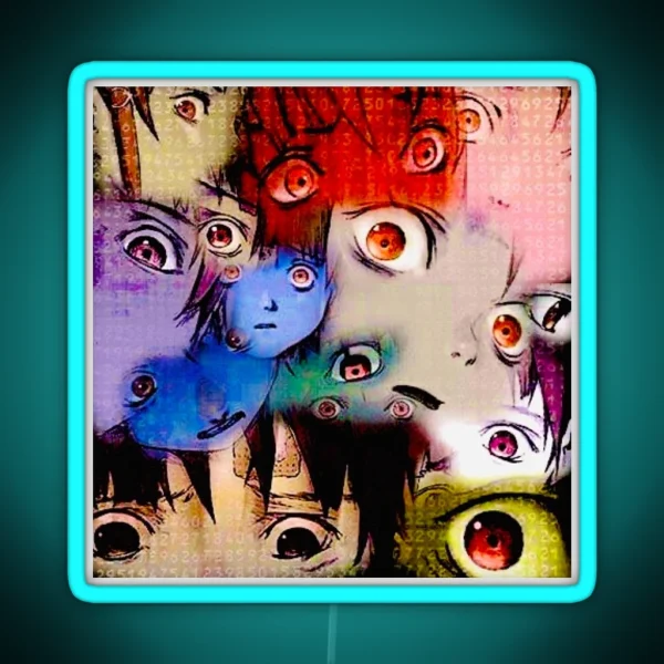 Lain S Eyes Cybercore Collage RGB Neon Sign