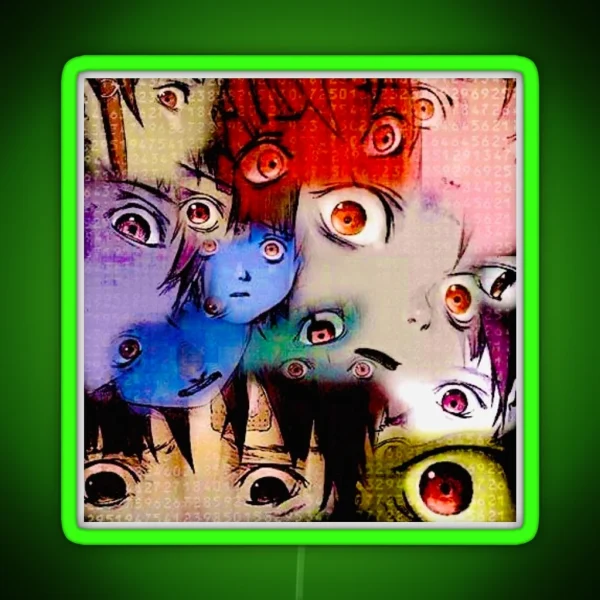 Lain S Eyes Cybercore Collage RGB Neon Sign