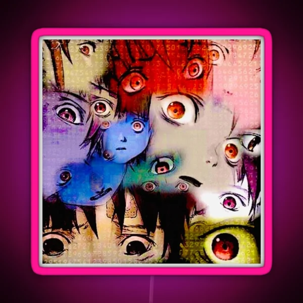 Lain S Eyes Cybercore Collage RGB Neon Sign
