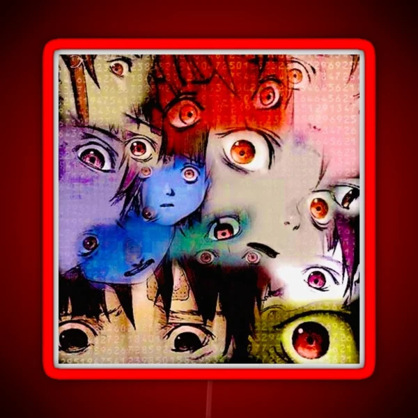 Lain S Eyes Cybercore Collage RGB Neon Sign