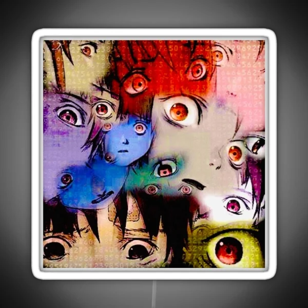 Lain S Eyes Cybercore Collage RGB Neon Sign