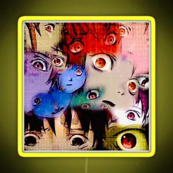 Lain S Eyes Cybercore Collage RGB Neon Sign