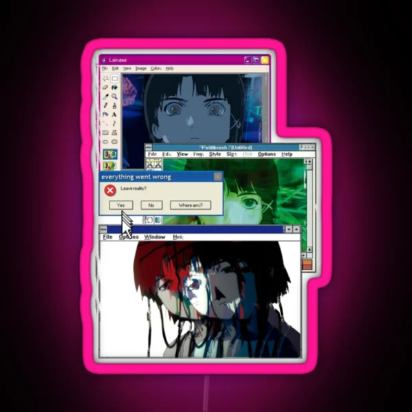 Lain Windows Edit RGB Neon Sign