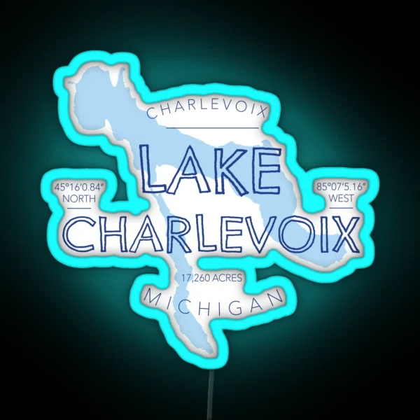 Lake Charlevoix Michigan RGB Neon Sign