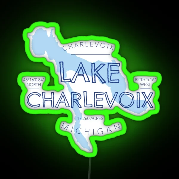 Lake Charlevoix Michigan RGB Neon Sign