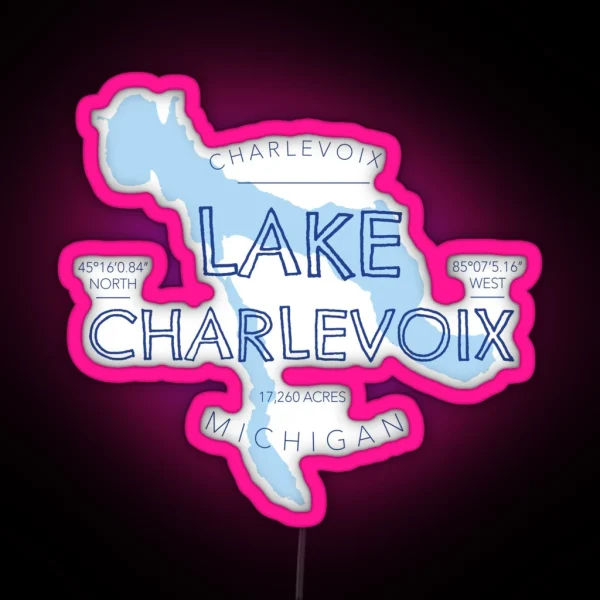 Lake Charlevoix Michigan RGB Neon Sign