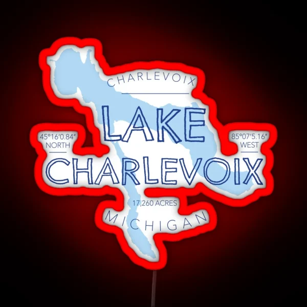 Lake Charlevoix Michigan RGB Neon Sign