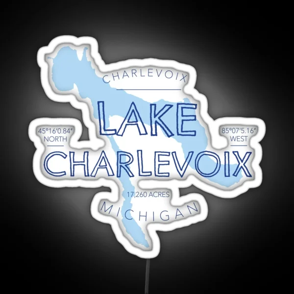 Lake Charlevoix Michigan RGB Neon Sign