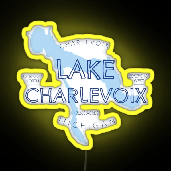 Lake Charlevoix Michigan RGB Neon Sign