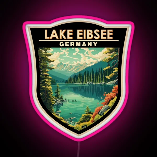 Lake Eibsee Germany Travel Art Badge RGB Neon Sign