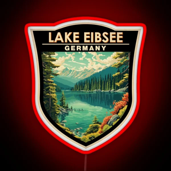 Lake Eibsee Germany Travel Art Badge RGB Neon Sign