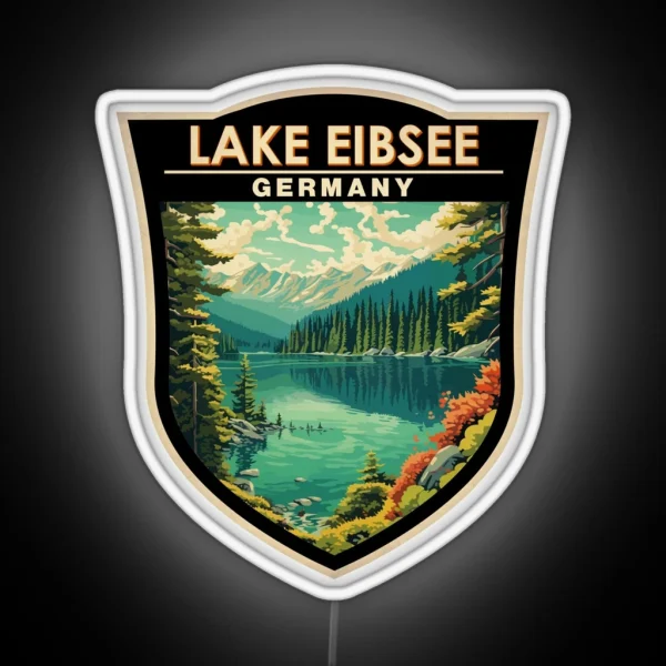Lake Eibsee Germany Travel Art Badge RGB Neon Sign