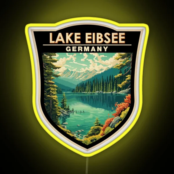 Lake Eibsee Germany Travel Art Badge RGB Neon Sign