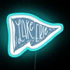 Eye-catching Lake Erie flag design illuminated by vibrant RGB neon lighting