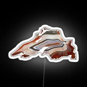 Lake Superior Shaped Agate RGB Neon Sign