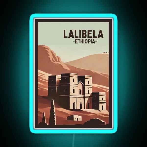 Lalibela Ethiopia Retro Minimalist Ancient RGB Neon Sign