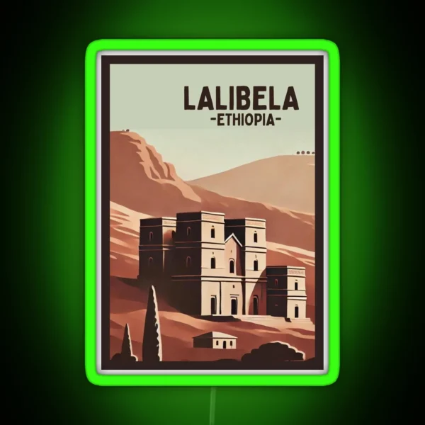Lalibela Ethiopia Retro Minimalist Ancient RGB Neon Sign