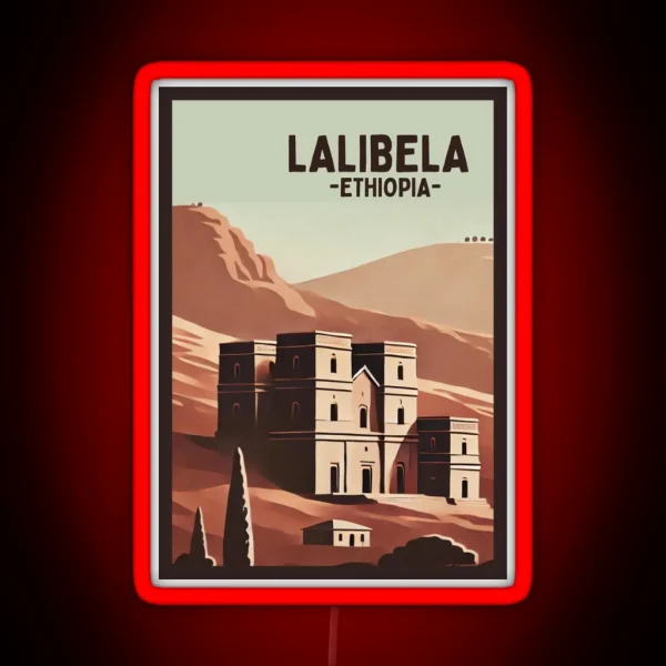 Lalibela Ethiopia Retro Minimalist Ancient RGB Neon Sign