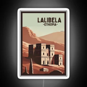 Lalibela Ethiopia Retro Minimalist Ancient Site Design RGB Neon Sign