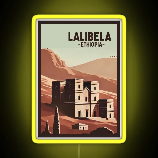 Lalibela Ethiopia Retro Minimalist Ancient RGB Neon Sign