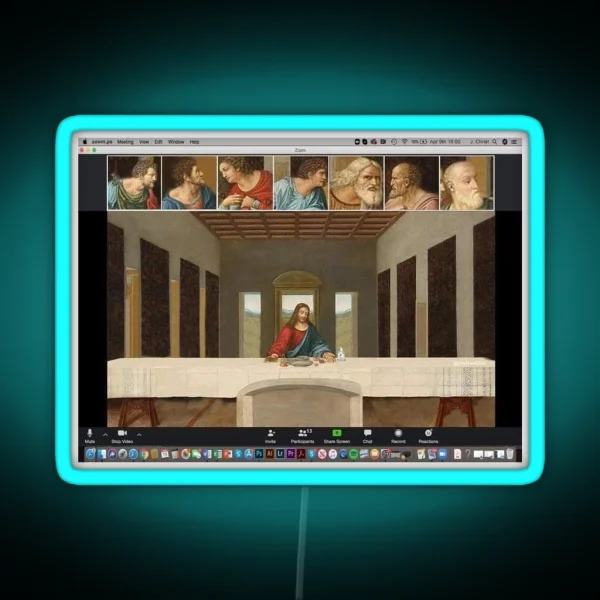 Last Supper Zoom Call Meme RGB Neon Sign