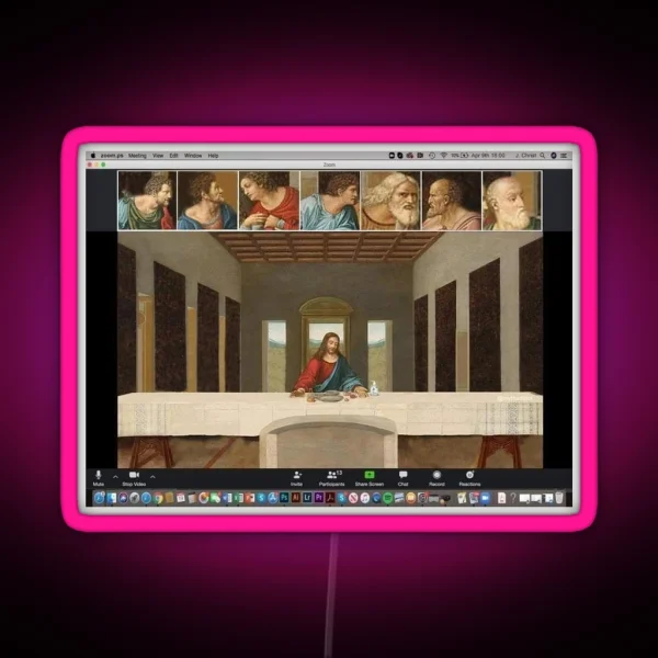 Last Supper Zoom Call Meme RGB Neon Sign