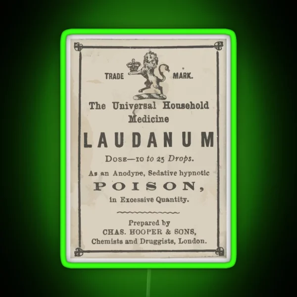 Laudanum Pharmacy Apothecary Victorian Label RGB Neon Sign