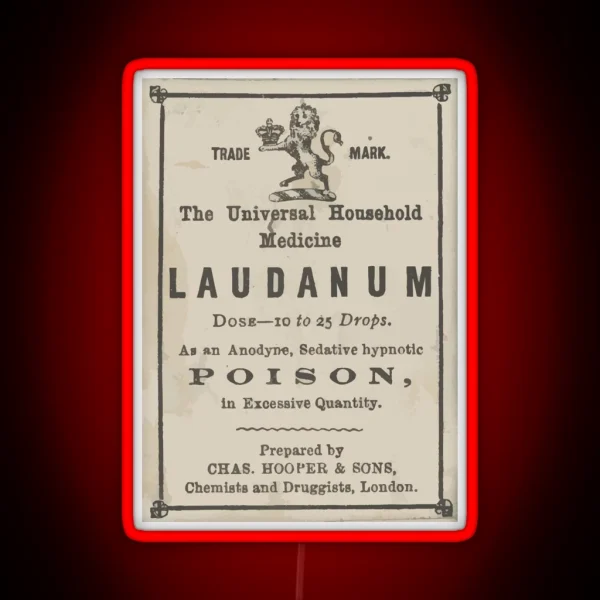 Laudanum Pharmacy Apothecary Victorian Label RGB Neon Sign