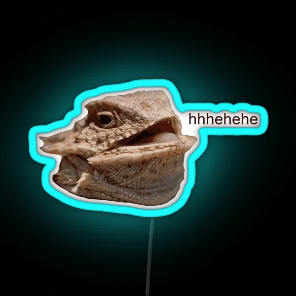 Laughing Iguana Hehe Lizard RGB Neon Sign