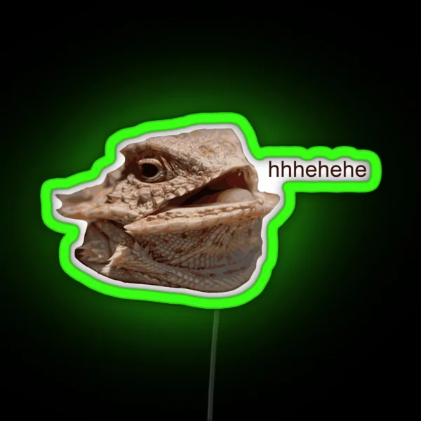 Laughing Iguana Hehe Lizard RGB Neon Sign