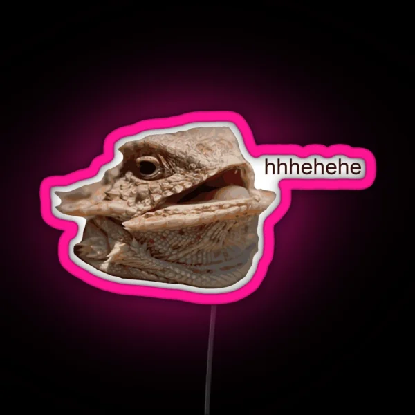 Laughing Iguana Hehe Lizard RGB Neon Sign