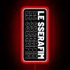 Shine bright with LE SSERAFIM typography in vibrant RGB neon.