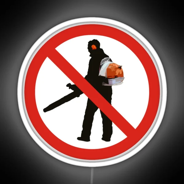 Leaf Blowing Prohibited Orange RGB Neon Sign