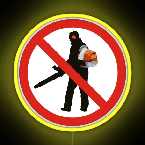 Leaf Blowing Prohibited Orange RGB Neon Sign