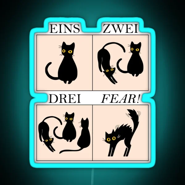 Learning German With Cats Eins Zwei Drei FEAR RGB Neon Sign