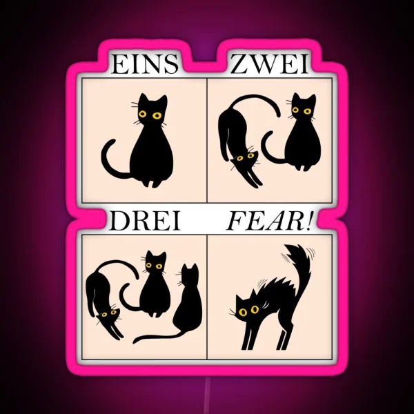 Learning German With Cats Eins Zwei Drei FEAR RGB Neon Sign