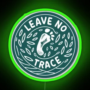 Leave No Trace Footprint Trail Environmental Hiking Design RGB Neon Sign