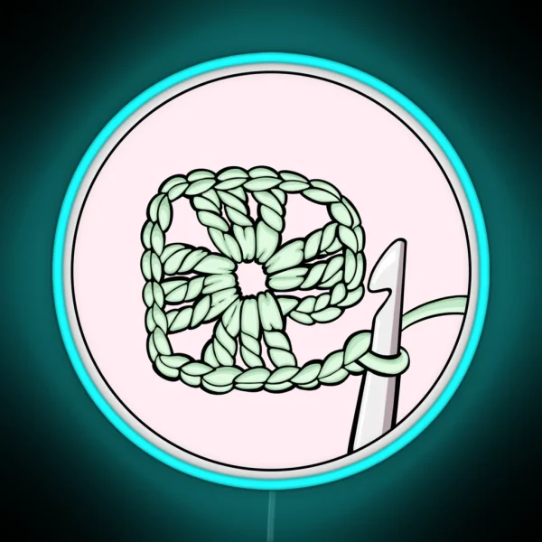 Led Granny Square Yarn Crochet Needle RGB Neon Sign