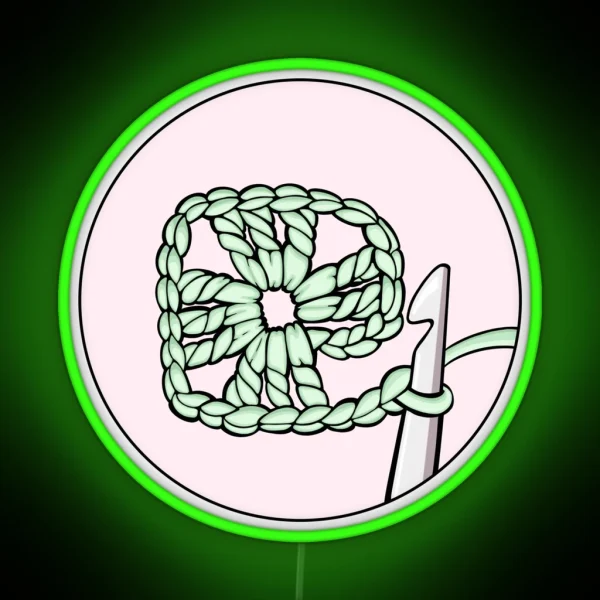 Led Granny Square Yarn Crochet Needle RGB Neon Sign