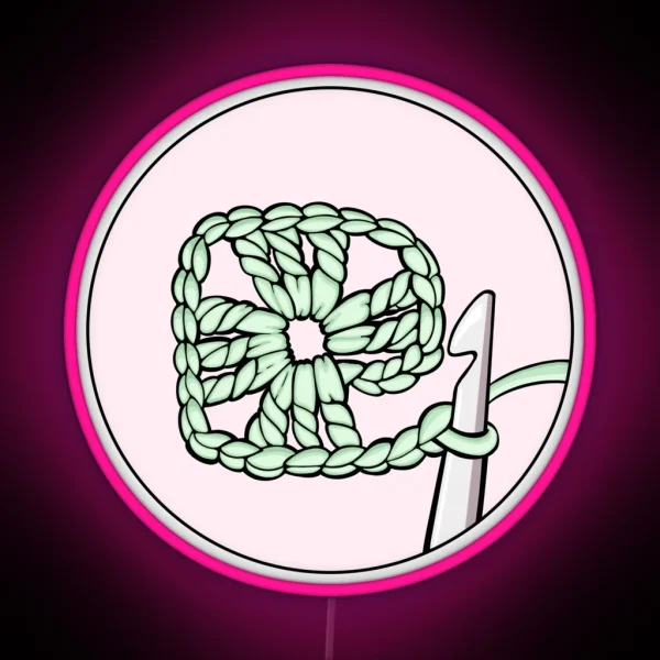 Led Granny Square Yarn Crochet Needle RGB Neon Sign
