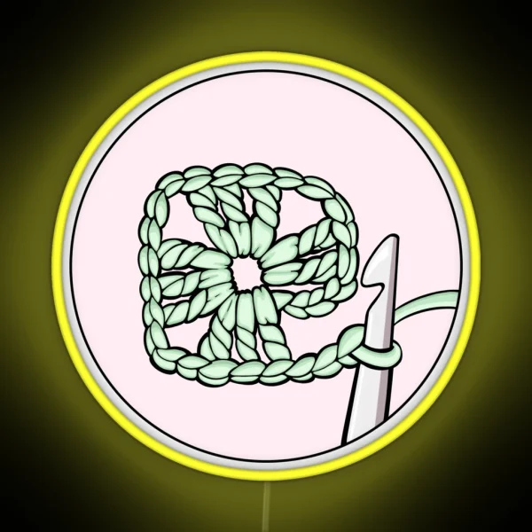 Led Granny Square Yarn Crochet Needle RGB Neon Sign
