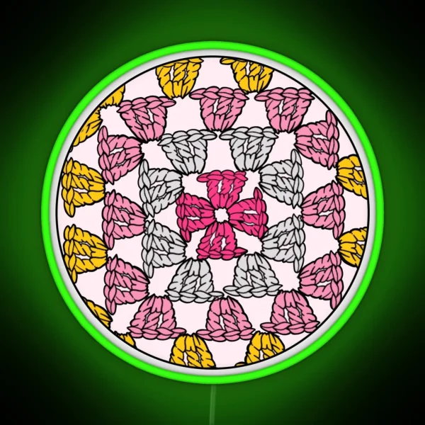 Led Pink Granny Squares Crochet Yarn RGB Neon Sign