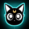 RGB Neon Cat Moon Luna led Print Wall Decor Design