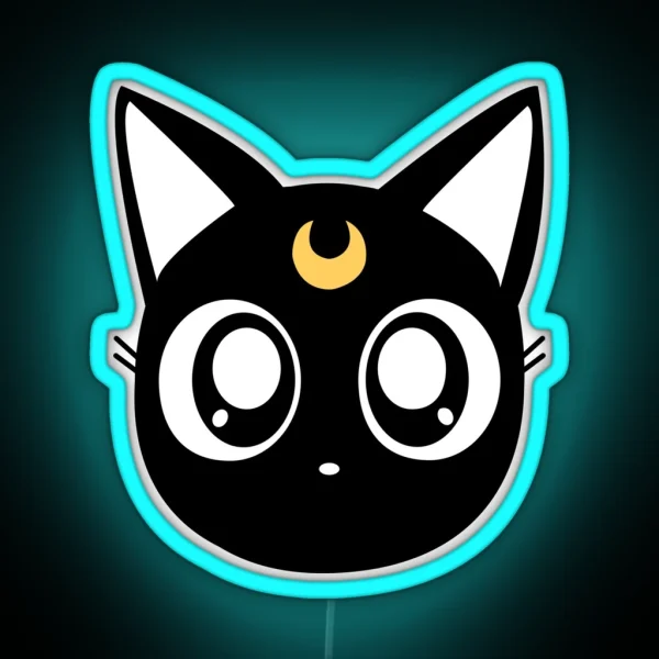 Led Print Design Cat Moon Luna RGB Neon Sign