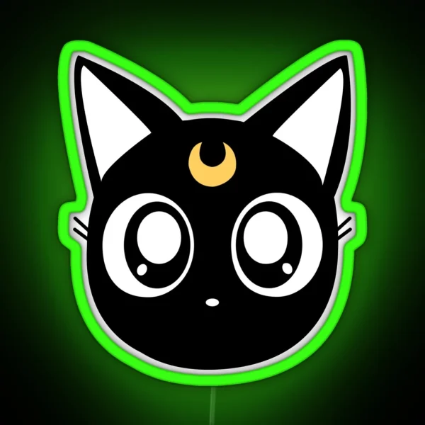 Led Print Design Cat Moon Luna RGB Neon Sign