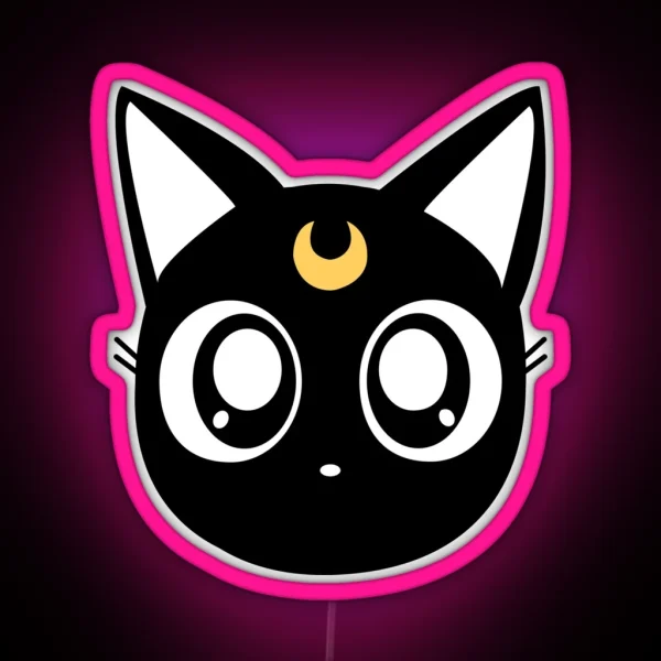 Led Print Design Cat Moon Luna RGB Neon Sign