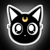 RGB Neon Sign Design Featuring Luna Cat Under Full Moon