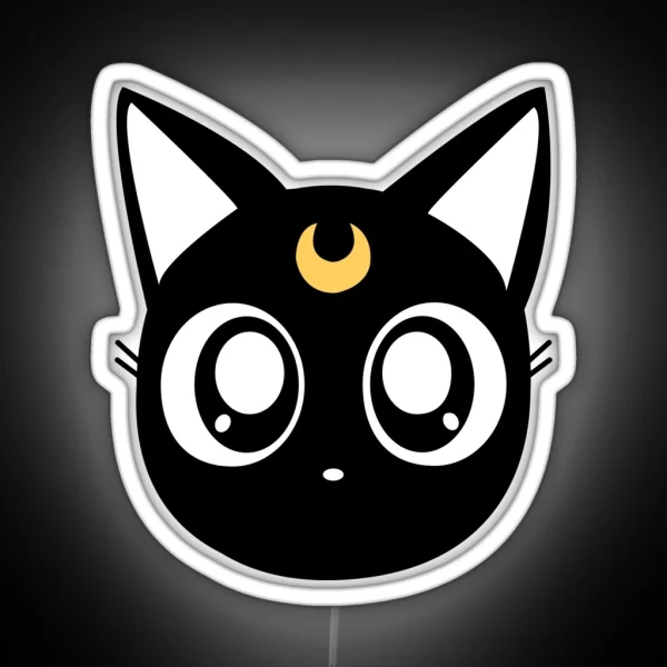 Led Print Design Cat Moon Luna RGB Neon Sign